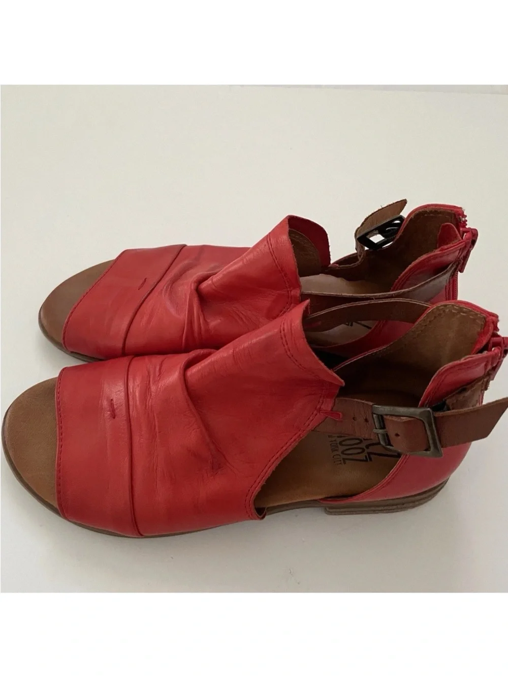 Miz Mooz Deeper Red Leather Sandals EU 36 US 5.5-6 Back Zip Comfort Boho